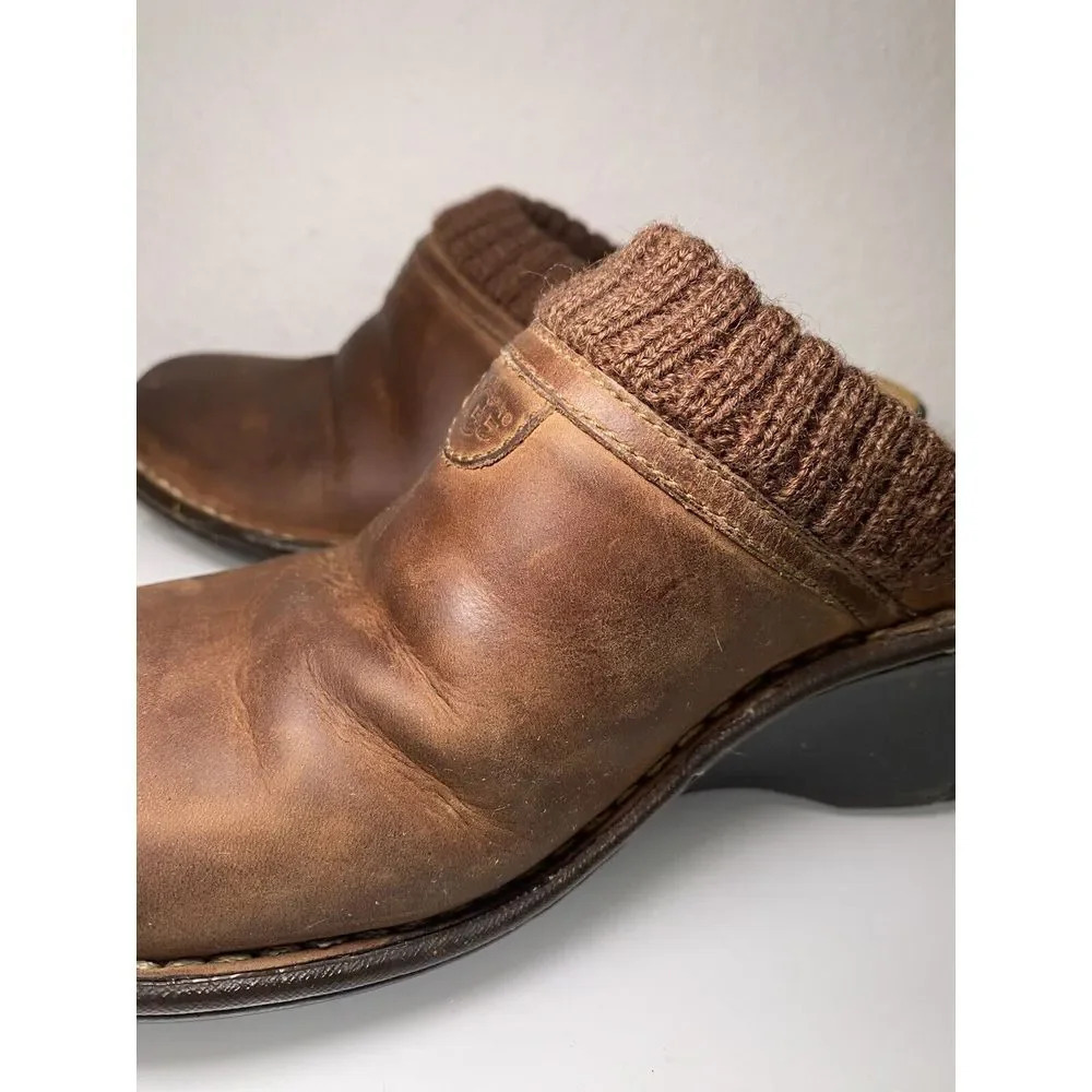 UGG Gael 3085 Brown Distressed Nubuck Leather Mules Wedges Slides Size 8 Used - Picture 10 of 16